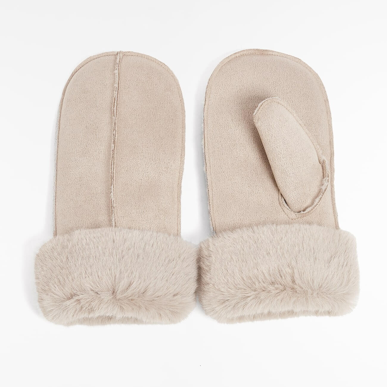 

Варежки Oysho Faux-fur, бежевый
