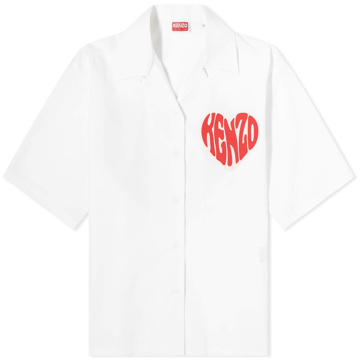 

Рубашка Kenzo Heart Logo Hawaiian, белый