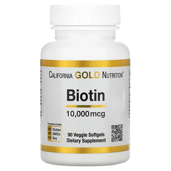 Биотин California Gold Nutrition, 10 000 мкг, 90 растительных капсул