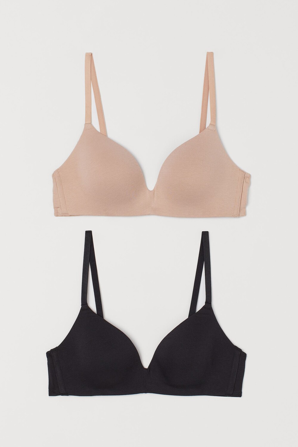 

Набор бюстгальтеров, 2 предмета, H&M Padded Cotton, черный/светло-бежевый