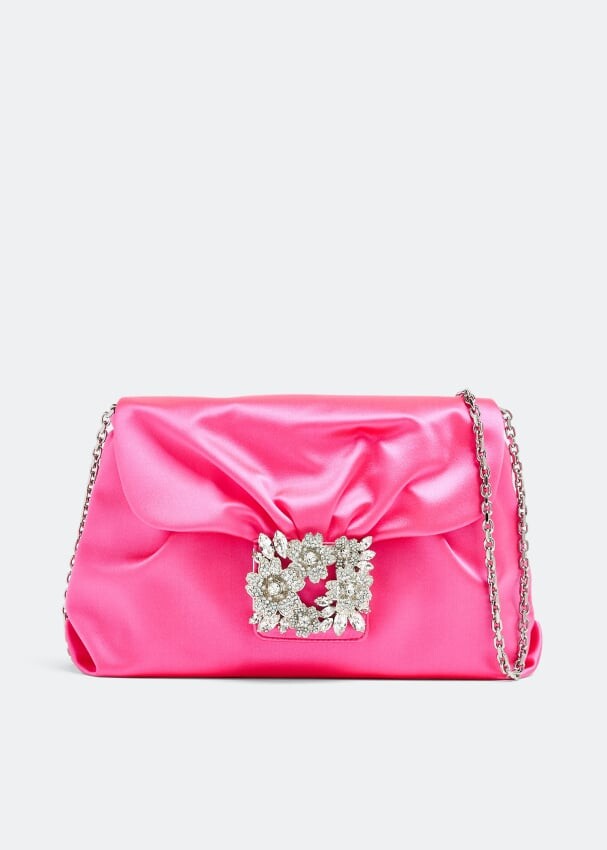

Сумка ROGER VIVIER RV Bouquet Strass Buckle drape mini bag, розовый