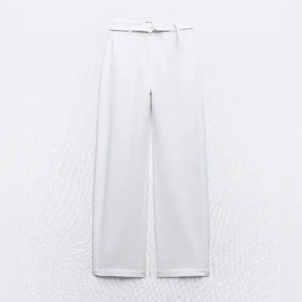 Брюки Zara Full Length With Belt, белый