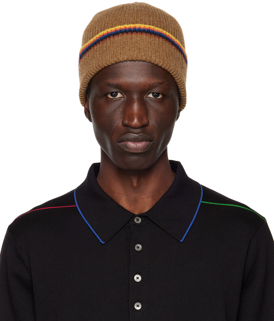 

Коричневая шапка-бини в полоску Artist Paul Smith