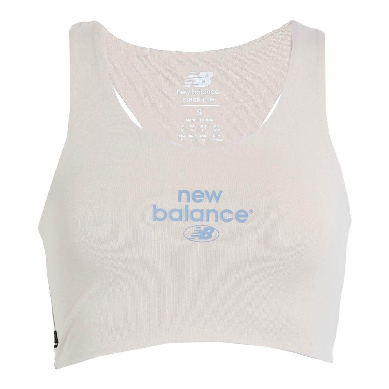 

Топ New Balance Essentials Reimagined Cotton Spandex Bra, белый