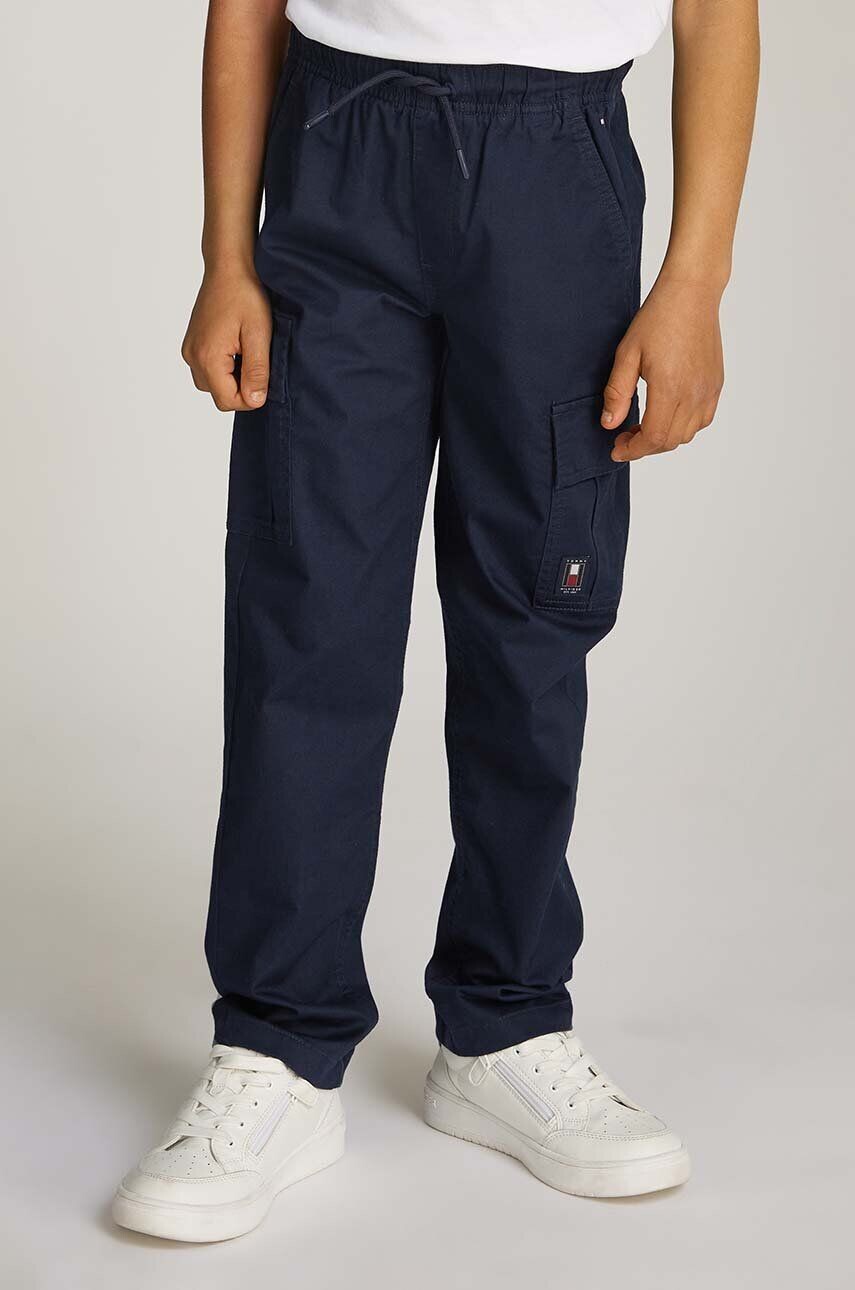 

Детские шерстяные брюки Tommy Hilfiger CARGO PULL ON COTTON PANTS, темно-синий