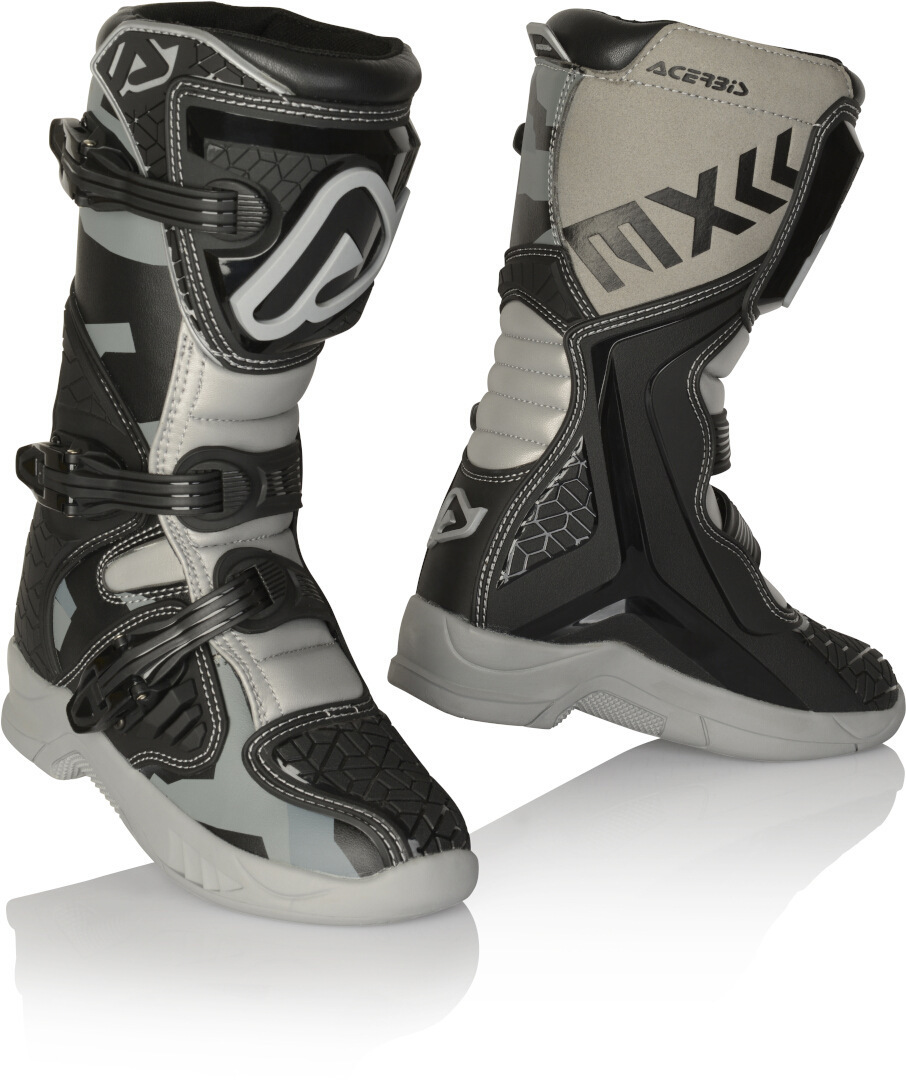Ботинки детские Acerbis X-Team для мотокросса, черный/серый ботинки детские 24015 р25 кожа сирень серый