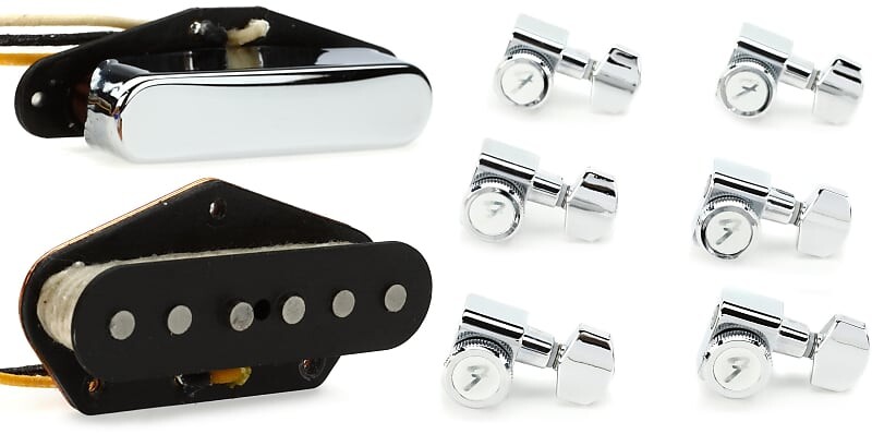 

Комплект звукоснимателей Fender Texas Special Telecaster из 2 предметов с Fender Locking Stratocaster/Telecaster Tuning Machines Set - Chrome 0992121000=1 0990818100=1