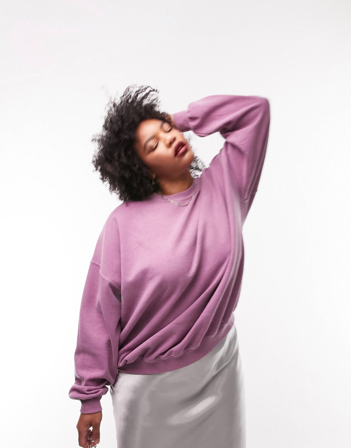 

Фиолетовый свободный однотонный свитшот Topshop Curve в винтажном стиле