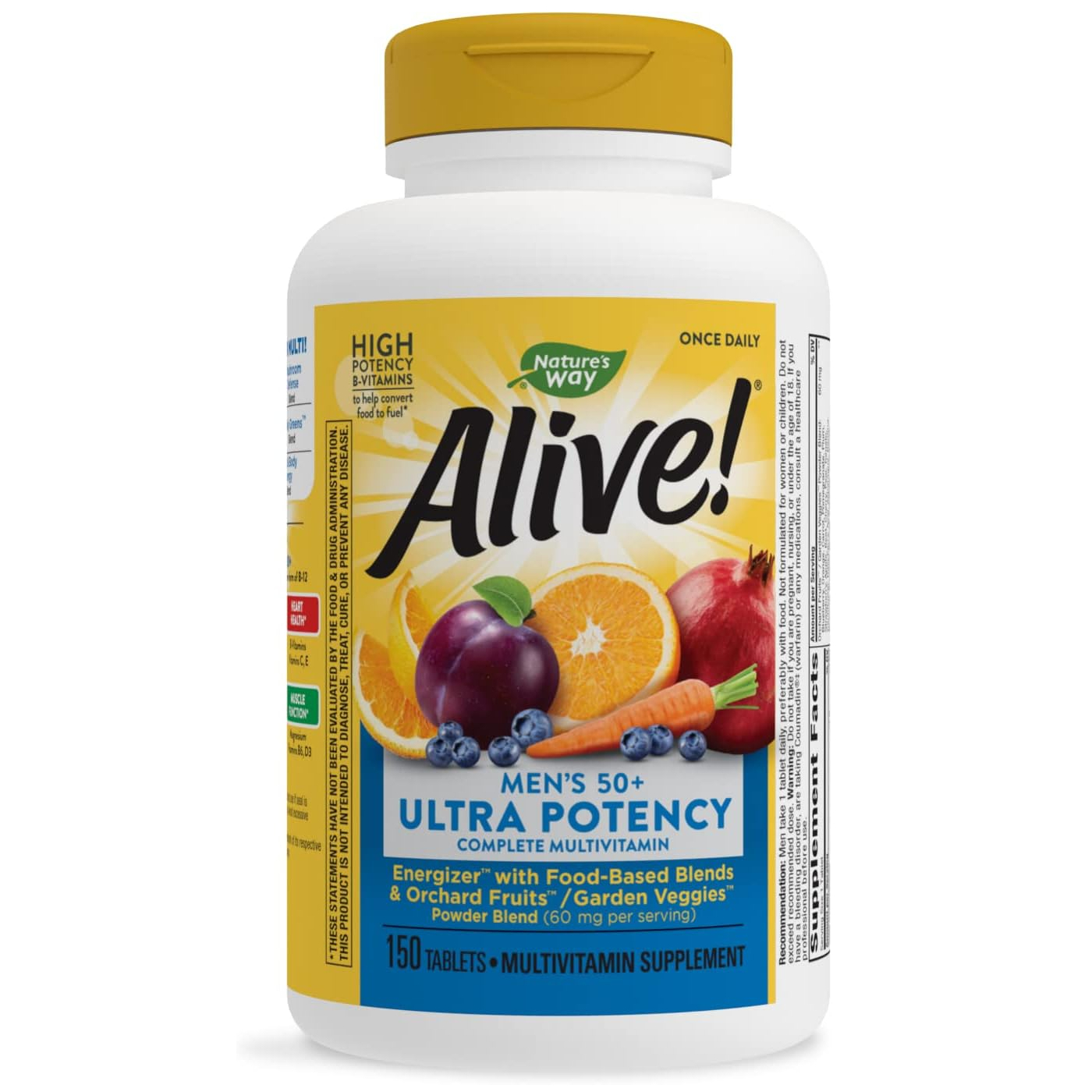 Мультивитамины для мужчин 50+ Nature's Way Alive! Ultra Potency Complete Gluten-Free, 150 таблеток полноценный мультивитамин ultra potency 60 таблеток men s 50 nature s way
