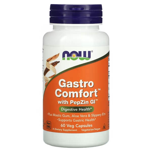 Цинк NOW Foods Gastro Comfort с PepZin GI, 60 капсул - фото