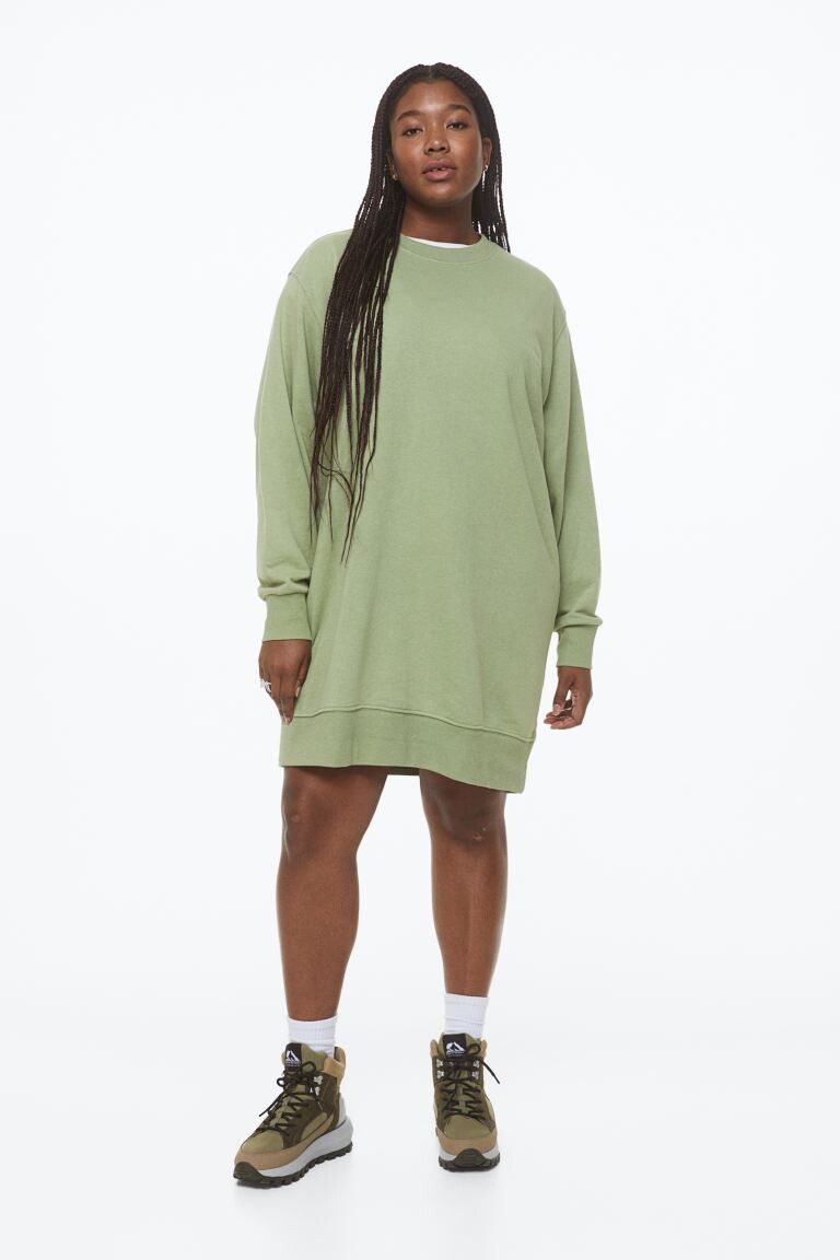 

H&M+ Платье-толстовка, хаки зеленый