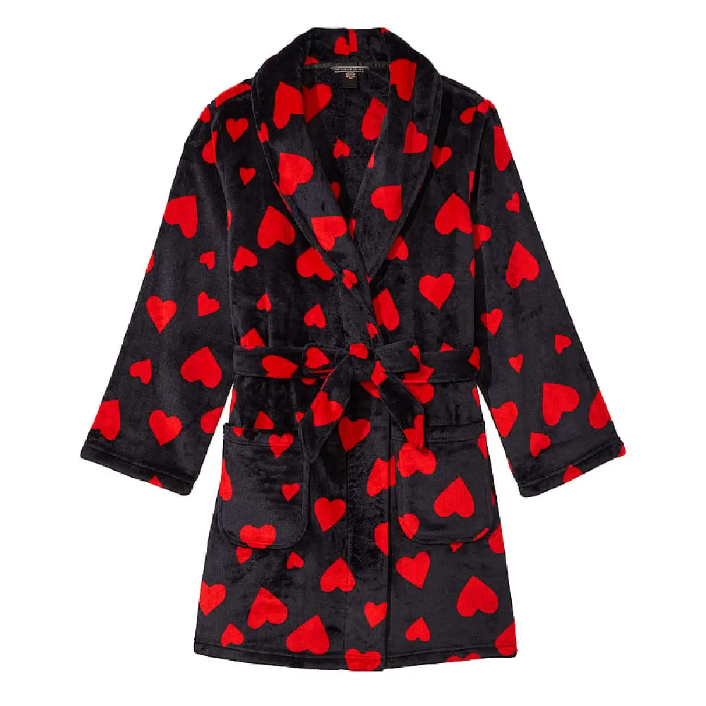 

Халат Victoria's Secret Short Cozy Robe, черный/красный
