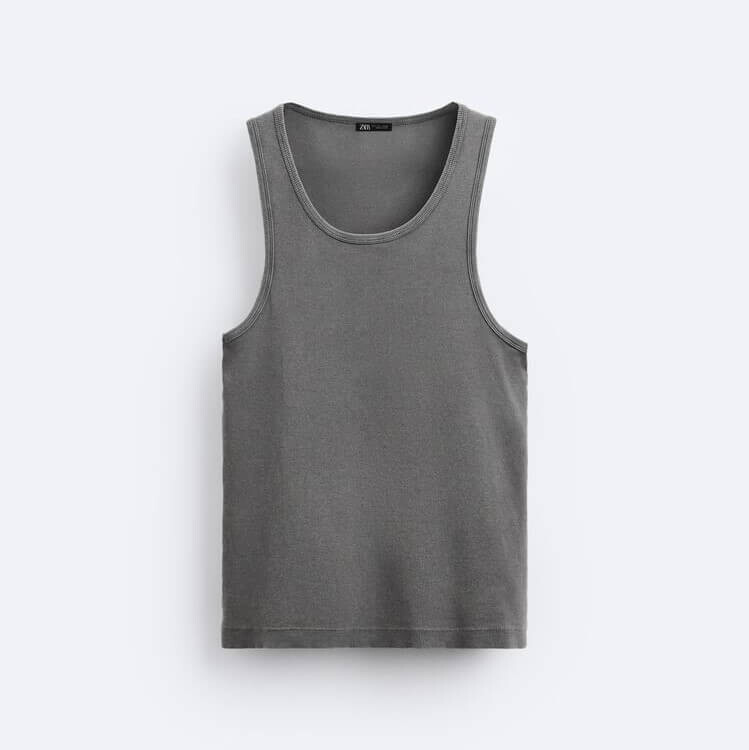 

Майка Zara Ribbed, темно-серый