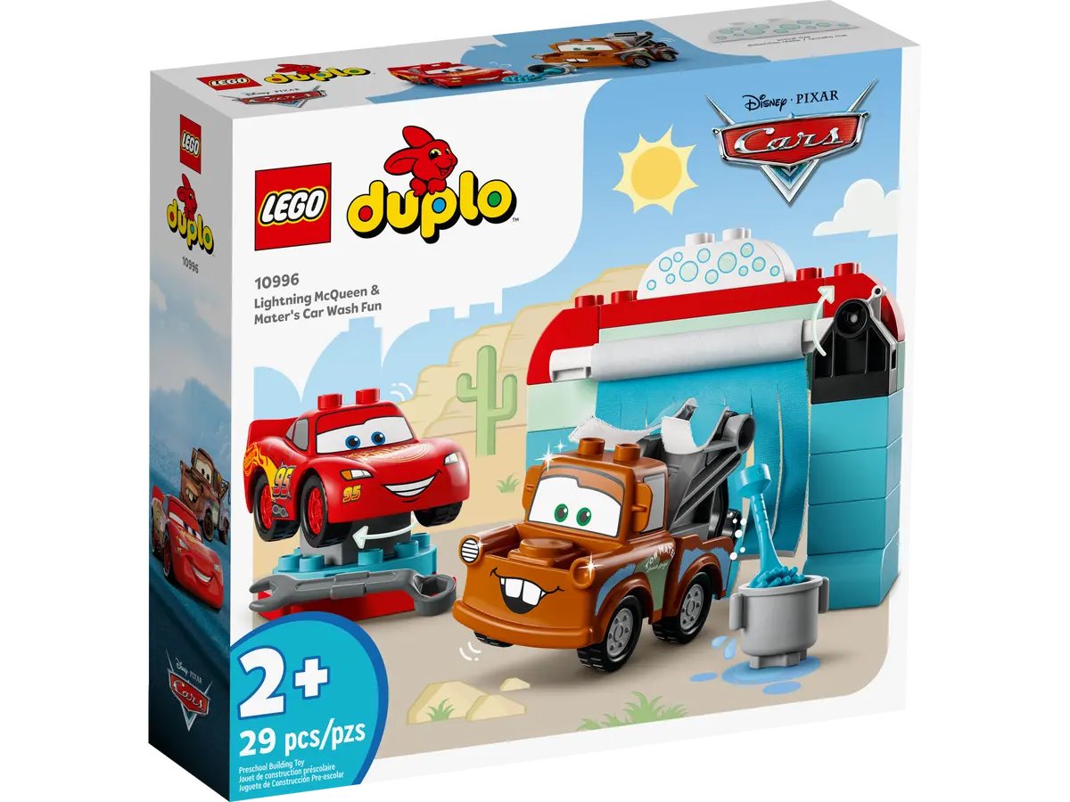 Конструктор Lego Duplo Lightning McQueen & Mater's Car Wash Fun 10996, 29 деталей disney pixar cars 2 3 toys lightning mcqueen matt jackson storm ramirez 1 55 alloy pixar car metal die casting car kid toy gift