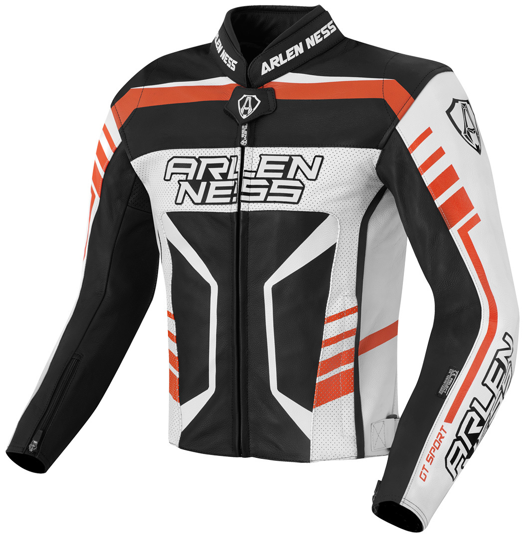 Мотоциклетная кожаная куртка Arlen Ness Rapida 2, черный/белый/оранжевый куртка кожаная grand canyon colby мотоциклетная черный оранжевый