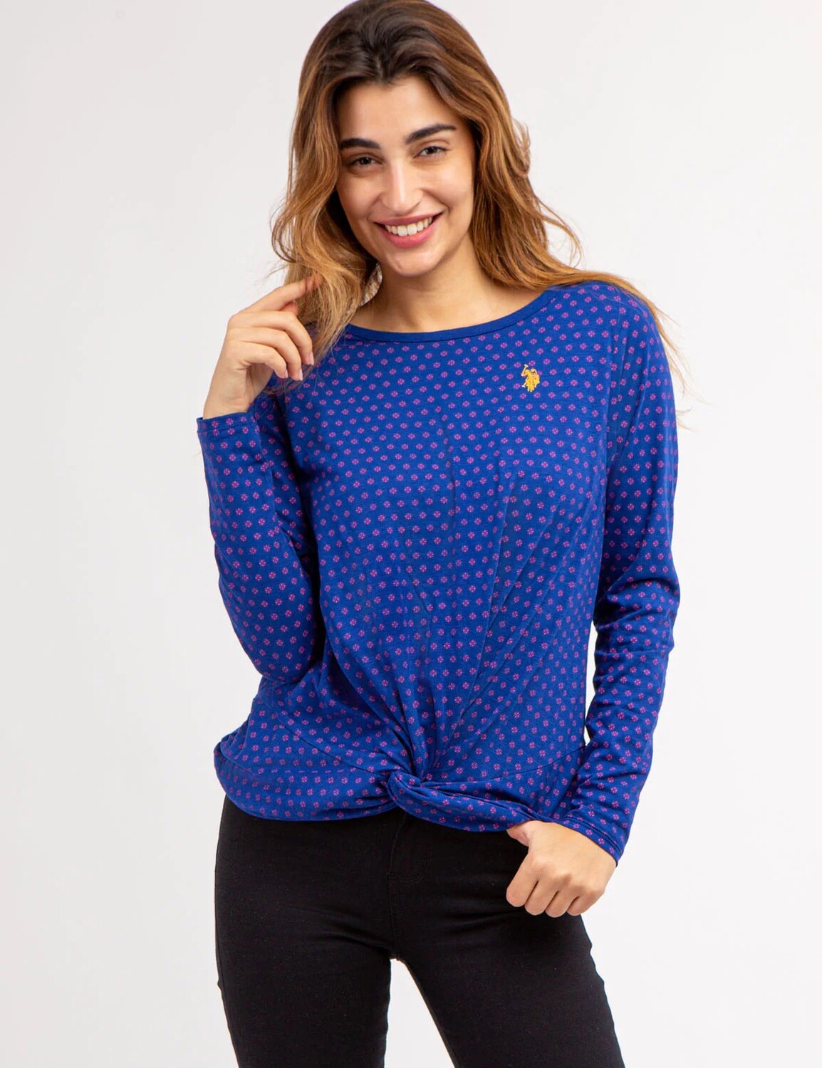 

Топ с длинным рукавом U.S. Polo Assn.Ditsy Twist Front, синий