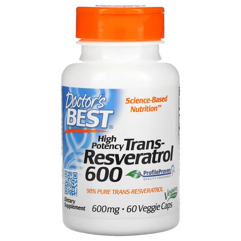 Транс-ресвератрол 600 Doctor's Best 600 мг, 60 капсул микронизированный транс ресвератрол prohealth longevity 30 г