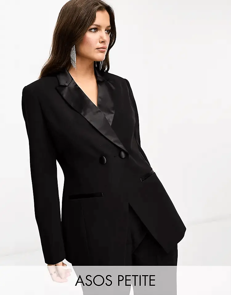 

Пиджак Asos Design Petite Tux Double Breasted, черный
