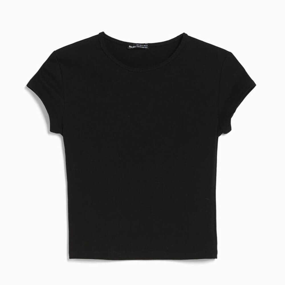 

Футболка Bershka Ribbed, чёрный