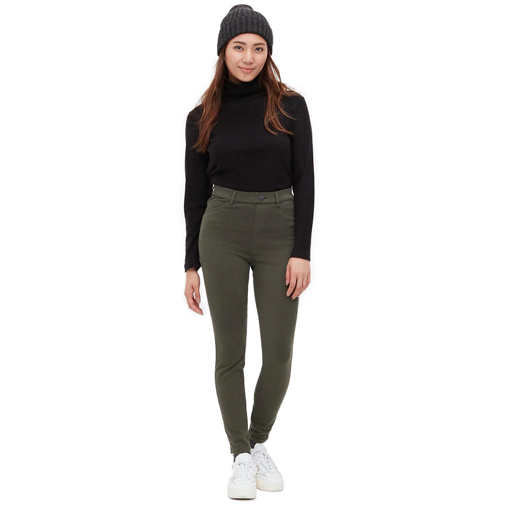 Брюки Uniqlo Heattech Ultra Stretch High Rise Thermal Leggings, оливковый - фото