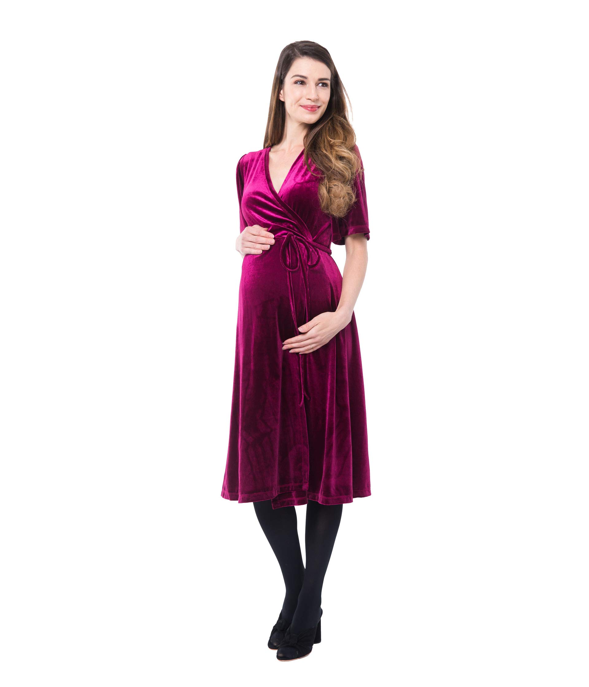 Платье NOM Maternity, Genevieve Maternity + Nursing Velvet Wrap Dress