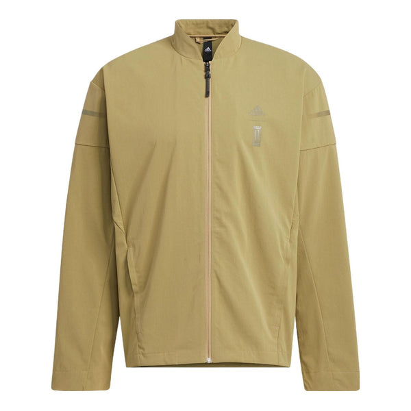 Куртка Adidas Chest Logo Stand Collar Zipper Long Sleeves Brown, Коричневый куртка nike baseball collar raglan sleeve long sleeves jacket men s black dq6148 010 черный
