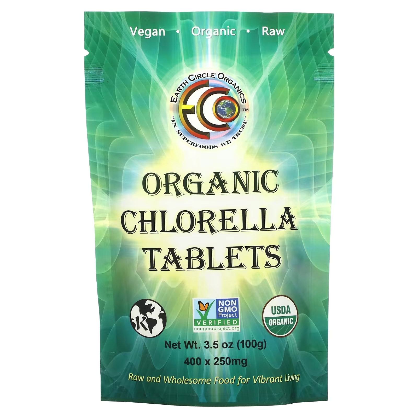 Органическая Хлорелла Earth Circle Organics, 400 таблеток