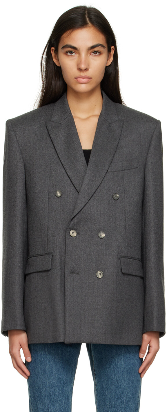 

Серый двубортный пиджак WARDROBE.NYC