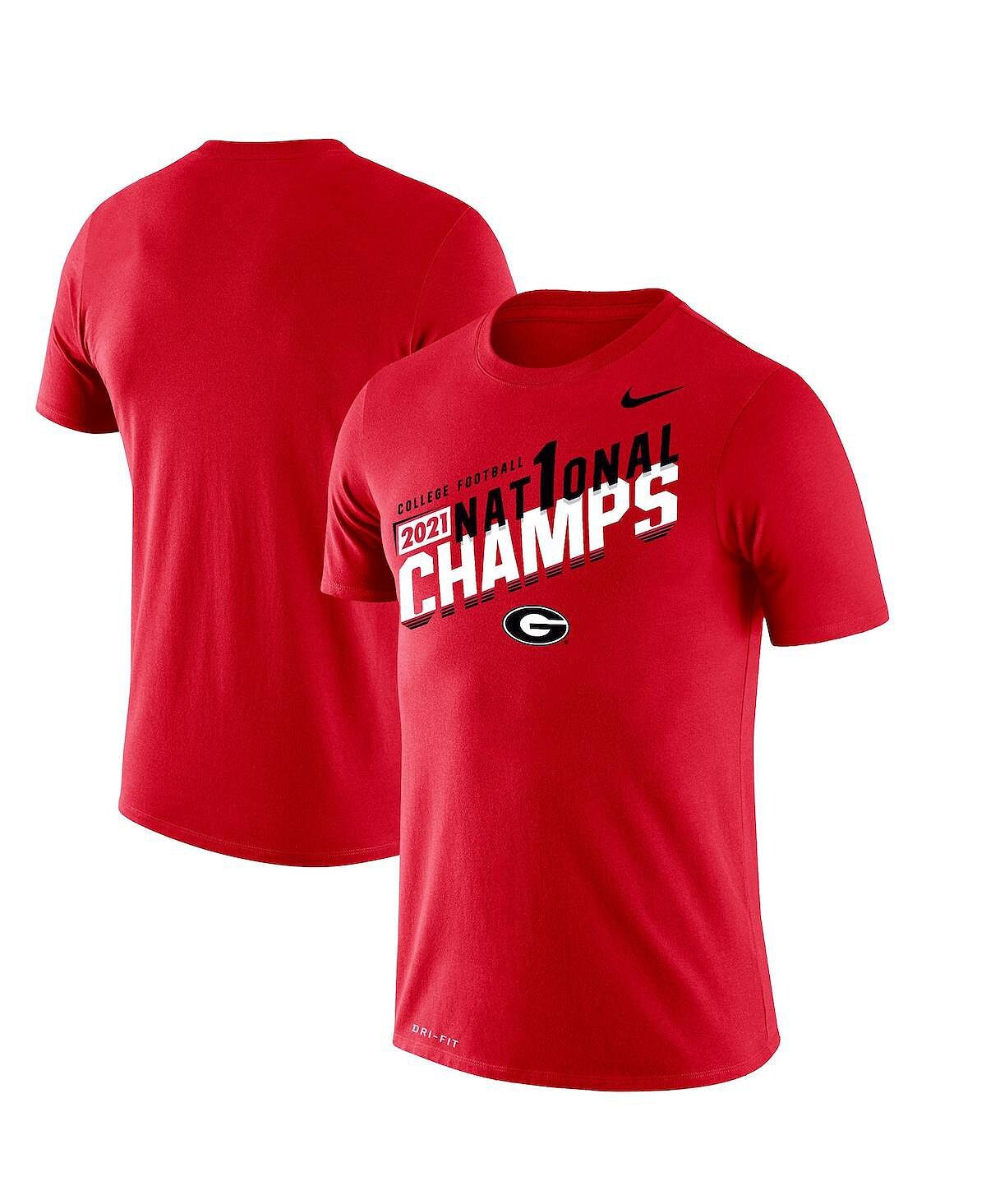 

Мужская футболка red georgia bulldogs college football playoff 2021 national champions slant Nike, красный