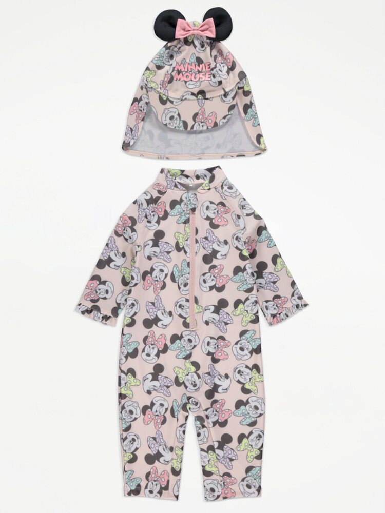 

Розовый купальник Disney Minnie Mouse All In One и шляпа Keppi George., розовый