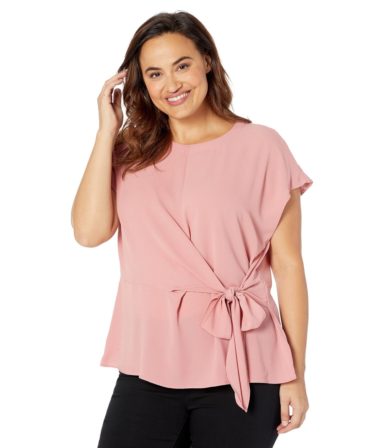 

Платье MICHAEL Michael Kors, Plus Size Short Sleeve Stripe Wrap Dress