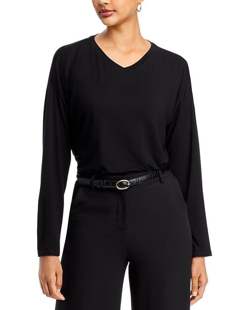 

Топ свободного кроя с V-образным вырезом Eileen Fisher, цвет Black