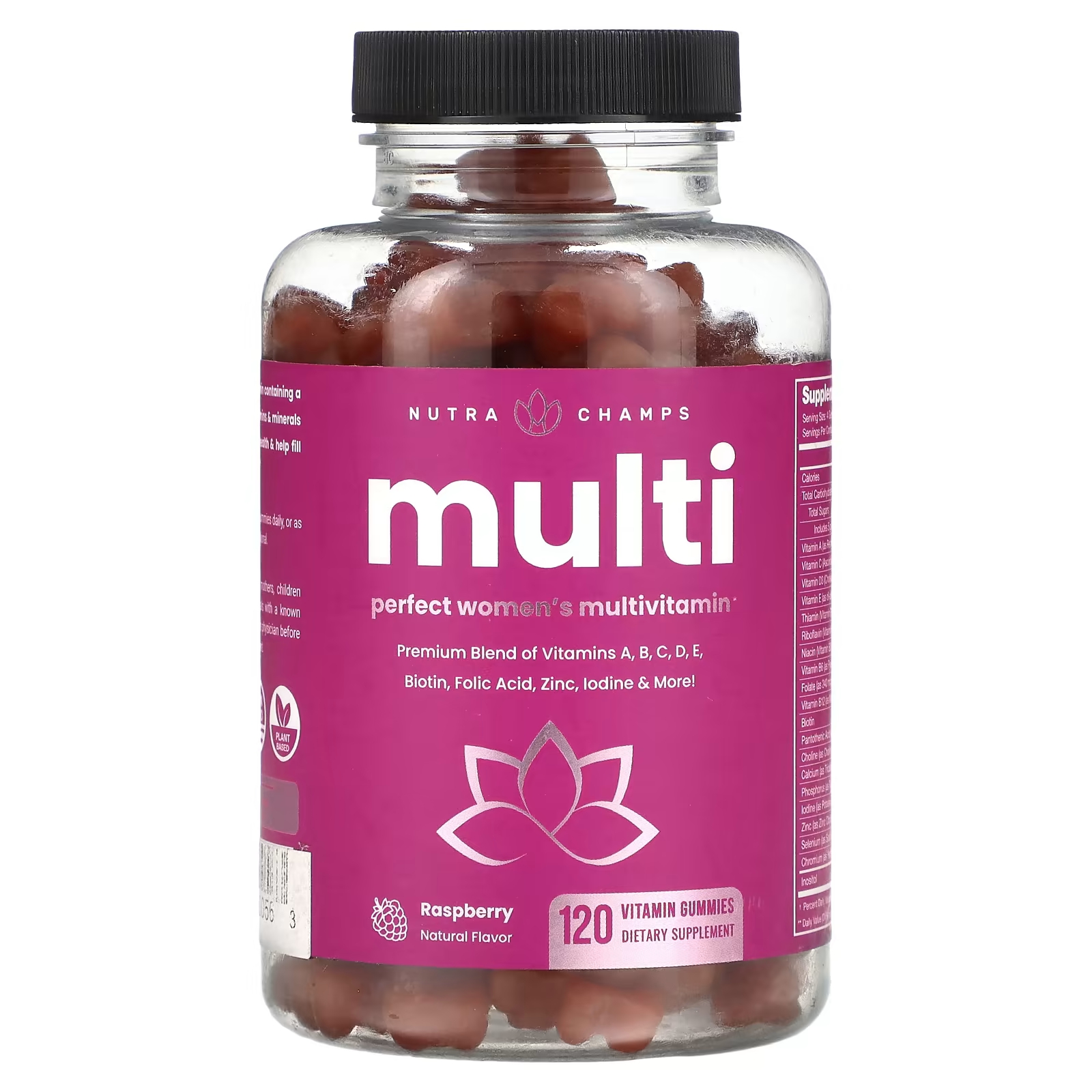 Мультивитамины NutraChamps для женщин со вкусом малины, 120 жевательных таблеток yumv s мультивитамины для взрослых со вкусом малины 60 желейных витаминов