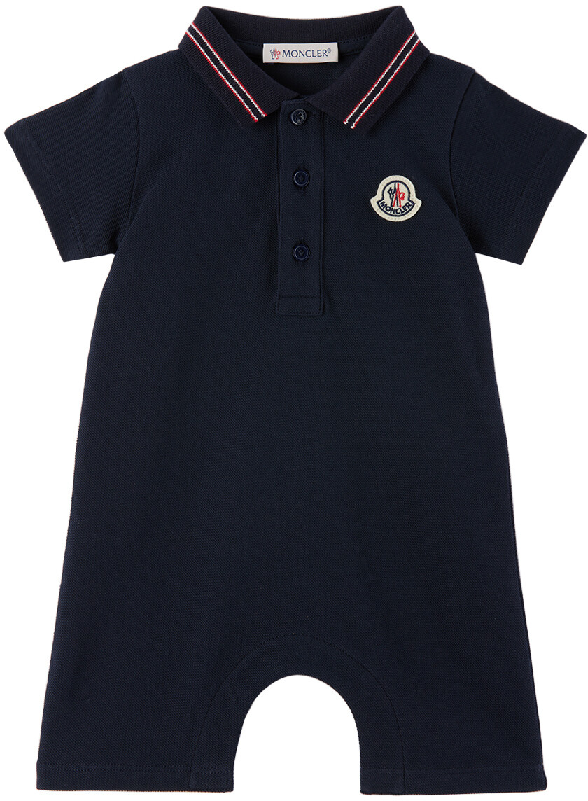 

Детский темно-синий комбинезон с нашивками Moncler Enfant