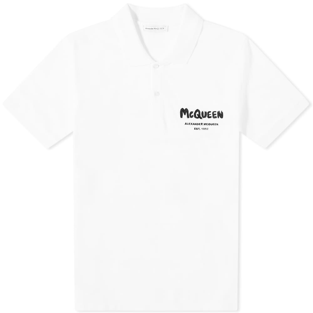 

Футболка Alexander McQueen Embroidered Graffiti Polo, Белый