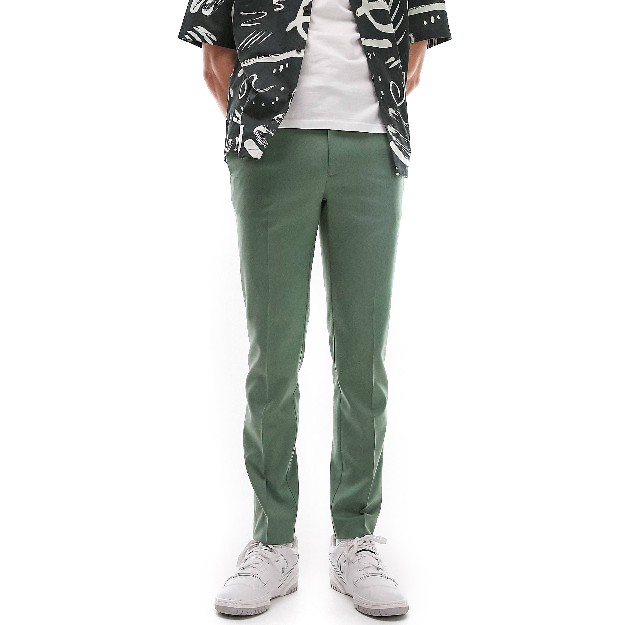 Брюки Topman Skinny Smart With Elastic Waistband, серовато-зеленый брюки topman oversized черный