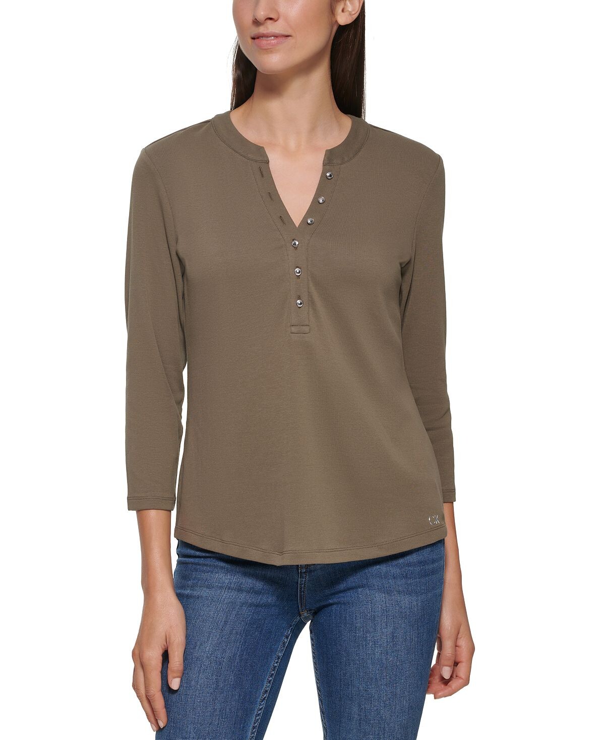 

Рукав 3/4 на пуговицах спереди henley Calvin Klein