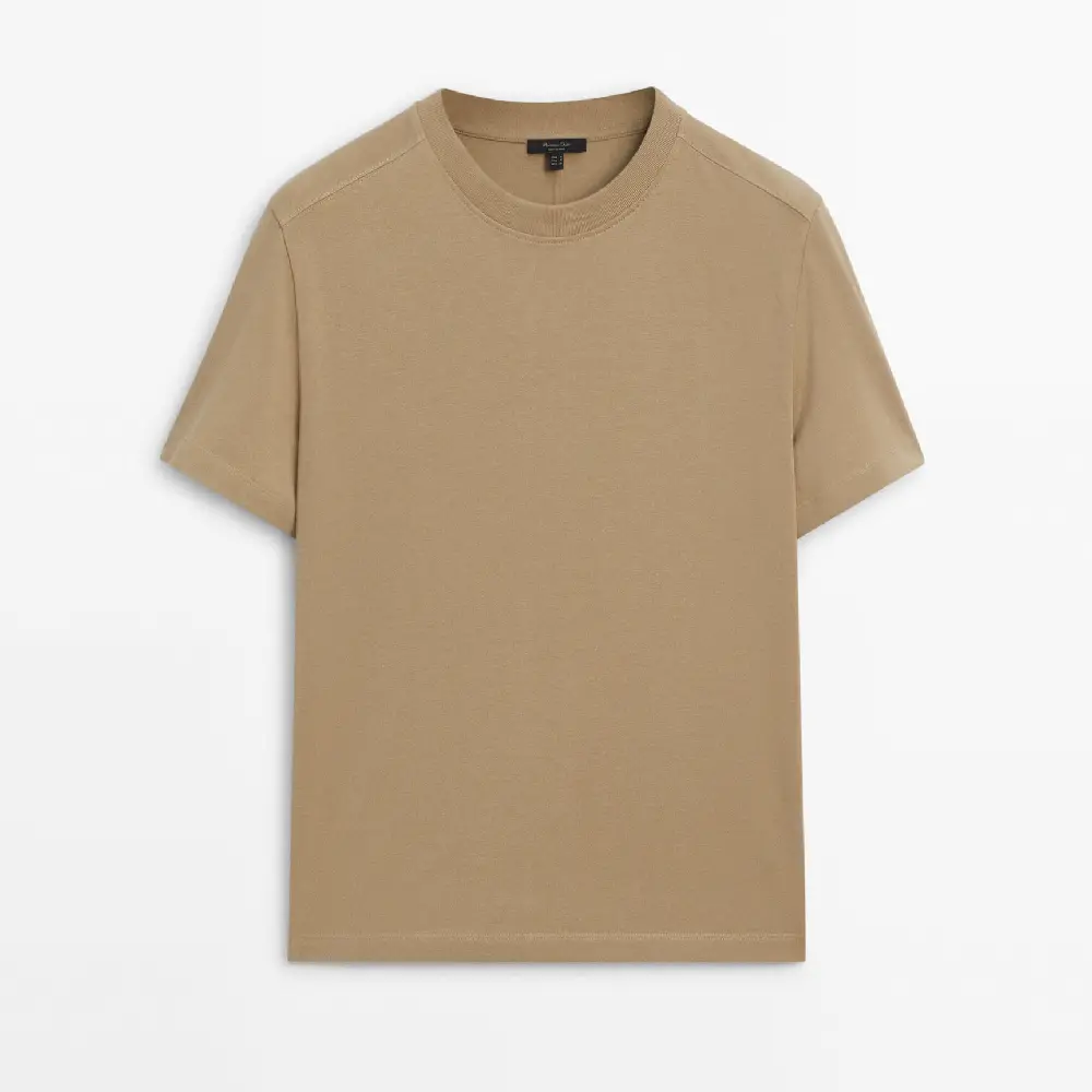 Футболка Massimo Dutti Heavy Cotton Short Sleeve, светло-коричневый футболка laredoute футболка из льна с круглым вырезом и короткими рукавами l белый