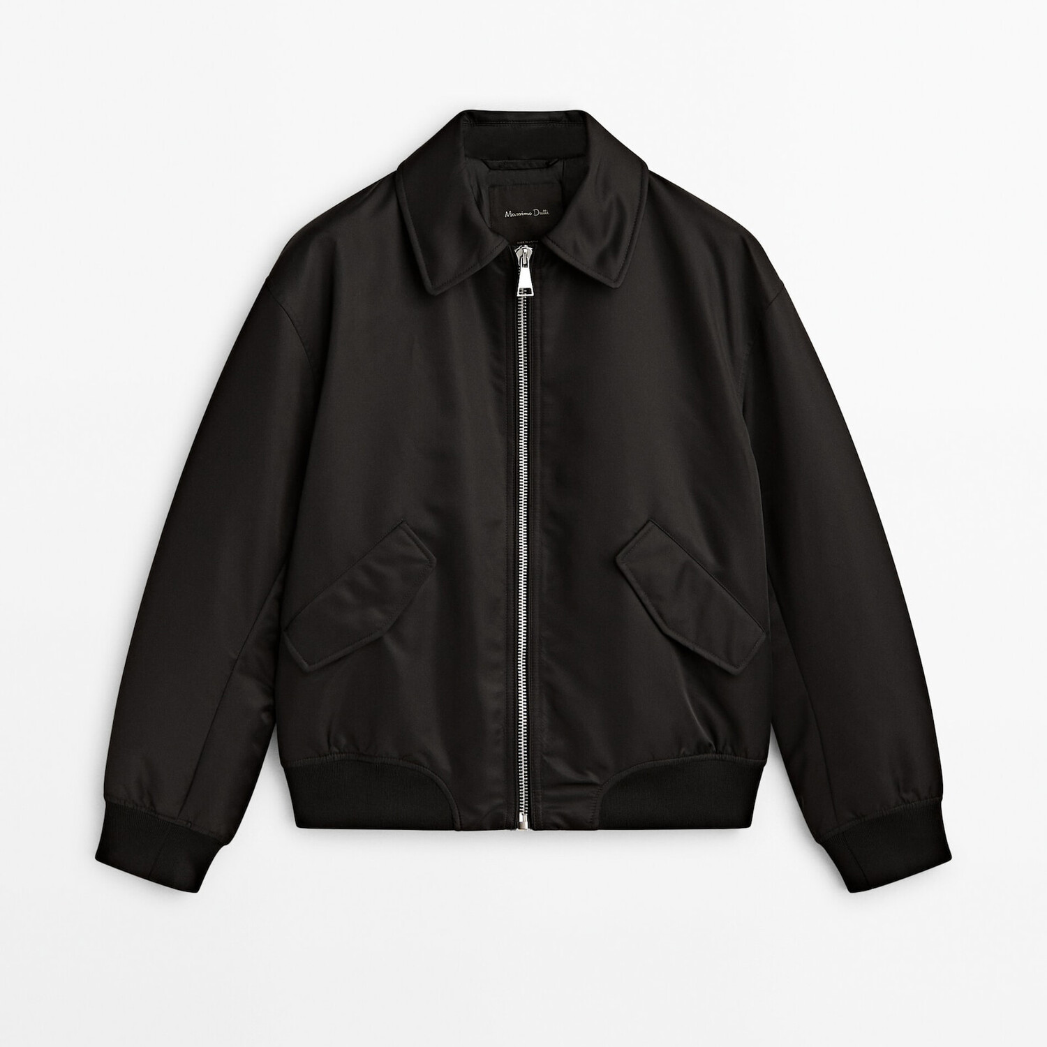 

Утепленный бомбер Massimo Dutti Padded satin, черный