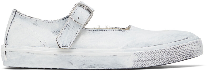 

Бело-черные окрашенные балетки с пряжками Maison Margiela