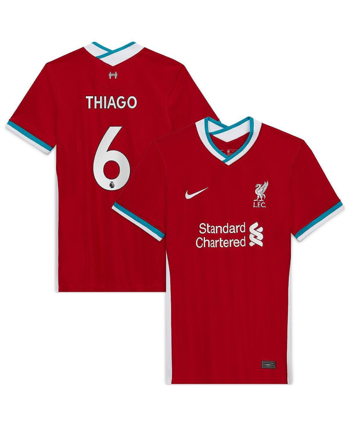 

Женская футболка thiago alcantara red liverpool 2020/21 home replica player jersey Nike, красный