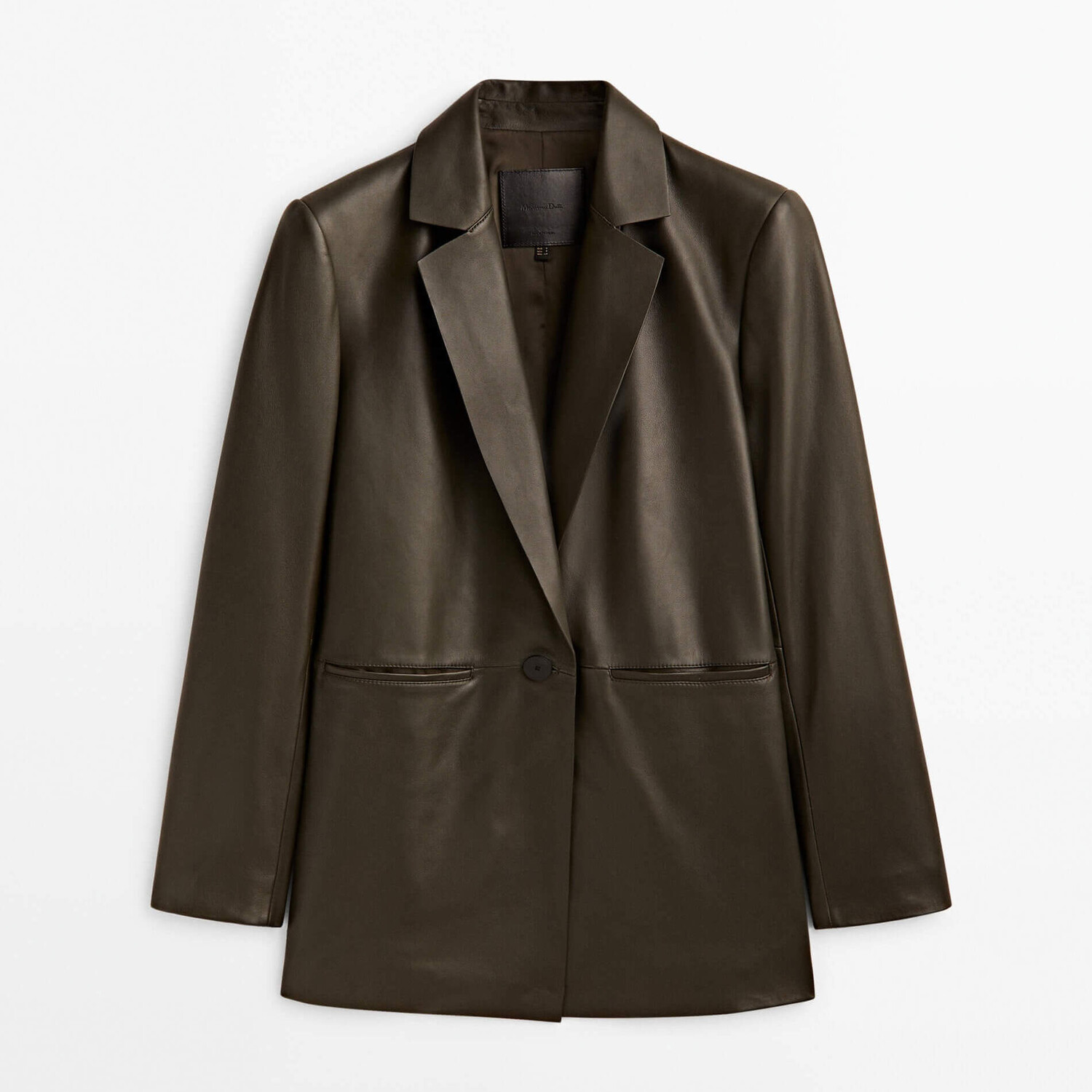 

Блейзер Massimo Dutti Nappa Leather, хаки