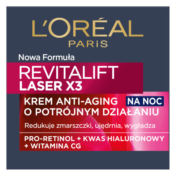 L'Oreal Paris Омолаживающий крем Revitalift Laser X3 тройного действия на ночь 50мл
