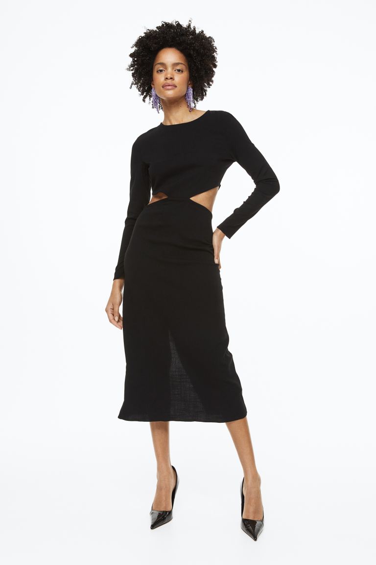 Облегающее платье с вырезами H&M, черный