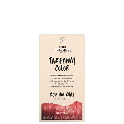 

Four Reasons Original Takeaway Color Red Hot Chili 7.66 Полуперманентная краска для волос Без аммиака и отдушек Краска для волос 100% веганская и не тестируемая на животных
