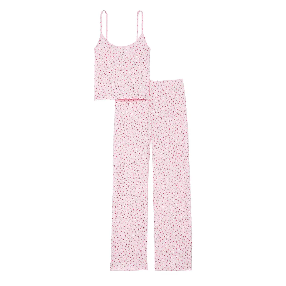 

Пижамный комплект Victoria's Secret Pink Cotton Heart Pointelle, розовый