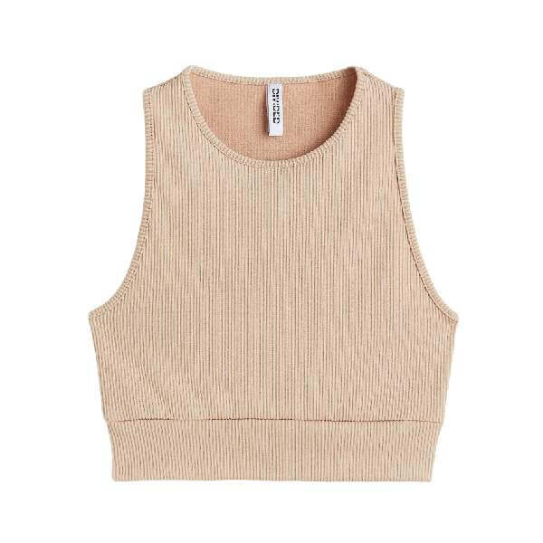 

Топ H&M Ribbed Sleeveless, бежевый