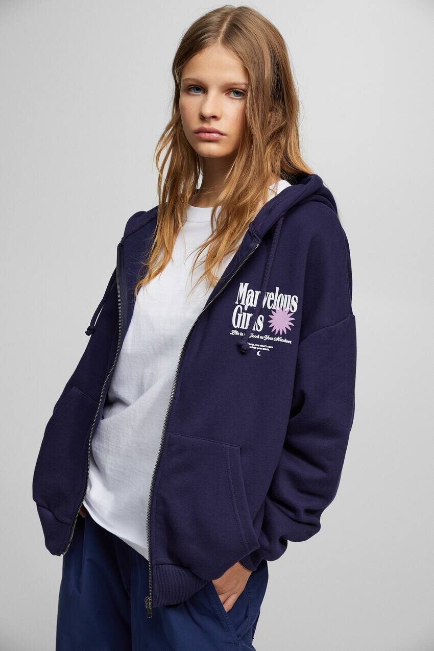 

Толстовка с молнией Pull&Bear, военно-морской
