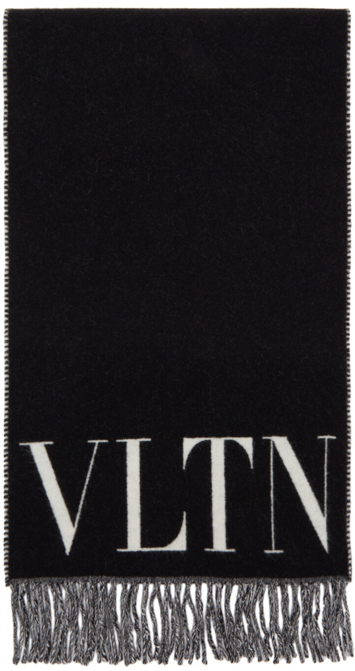 

Черно-белый шарф из натуральной шерсти 'VLTN' Valentino Garavani