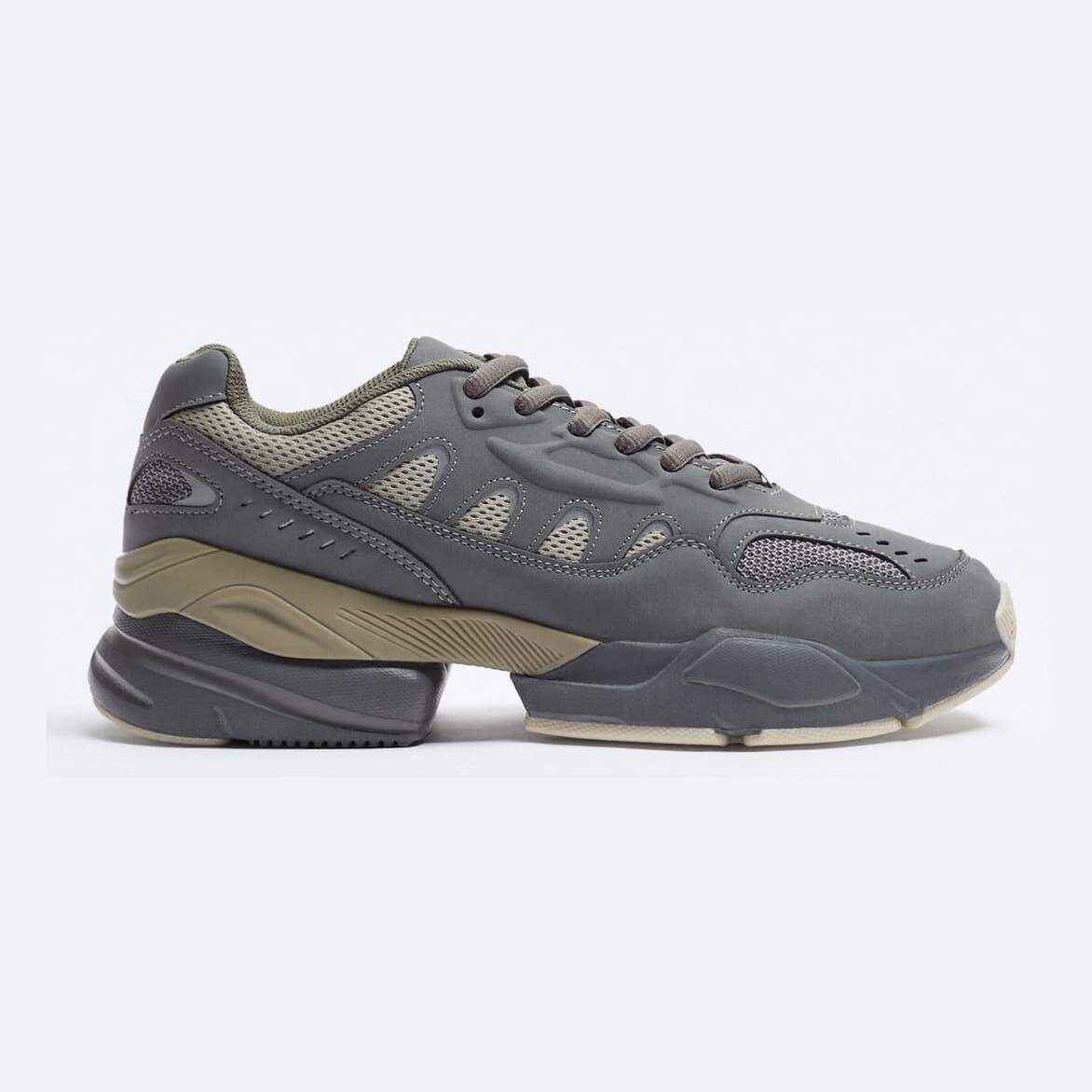 

Кроссовки Zara Running With Chunky Soles, серый/оливковый